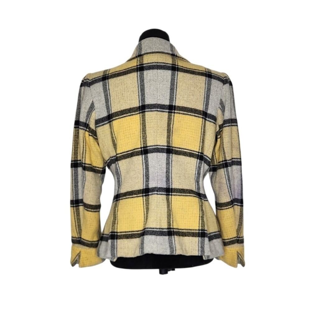 Vintage YSL Yves Saint Laurent Rive Gauche Plaid Wool Jacket Short Coat France - Picture 3 of 12